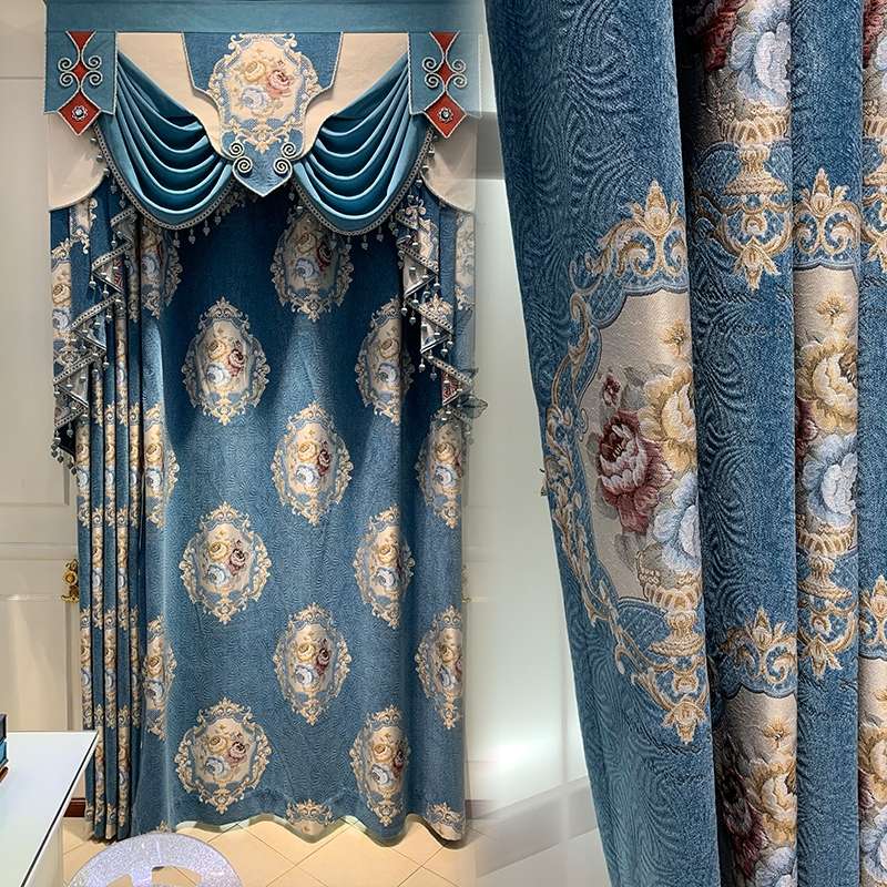 新款奢华雪尼尔欧式窗帘成品布别墅客厅高档大气美式卧室遮光定制细节图