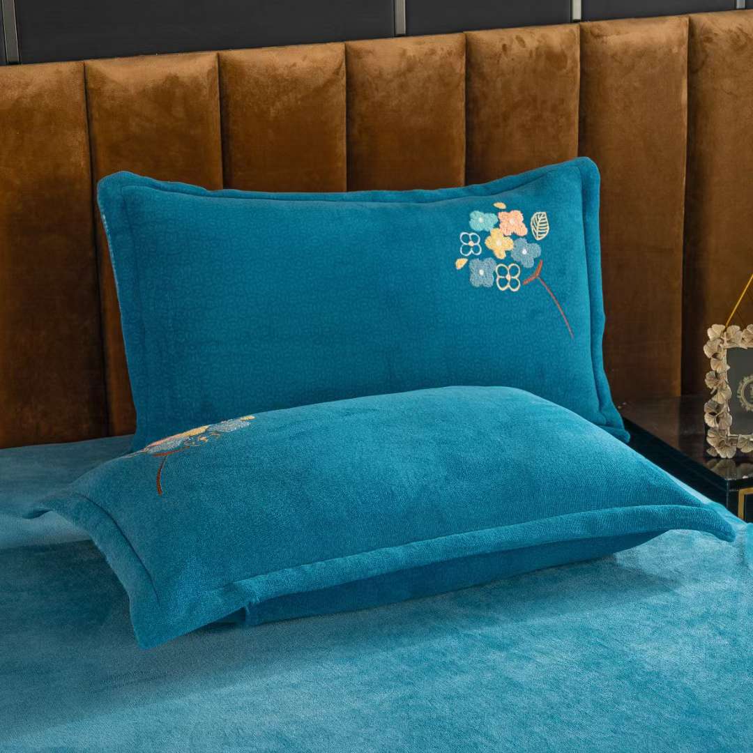 Embroidered bed skirt details Picture