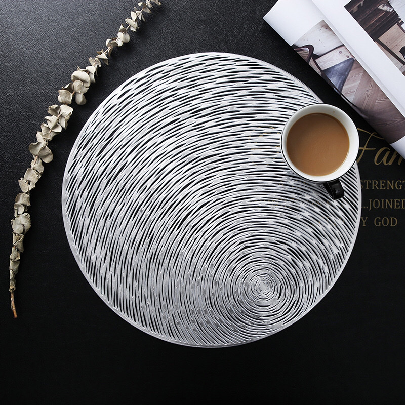 Nordic pvc placemats, creative circular hollowed-out heat insulation pads, anti-slip coffee coasters for hotels and restaurants, simple table MATS detail image 2