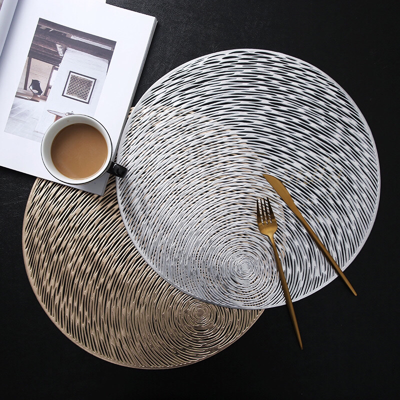 Nordic pvc placemats, creative circular hollowed-out heat insulation pads, anti-slip coffee coasters for hotels and restaurants, simple table MATS detail image 9