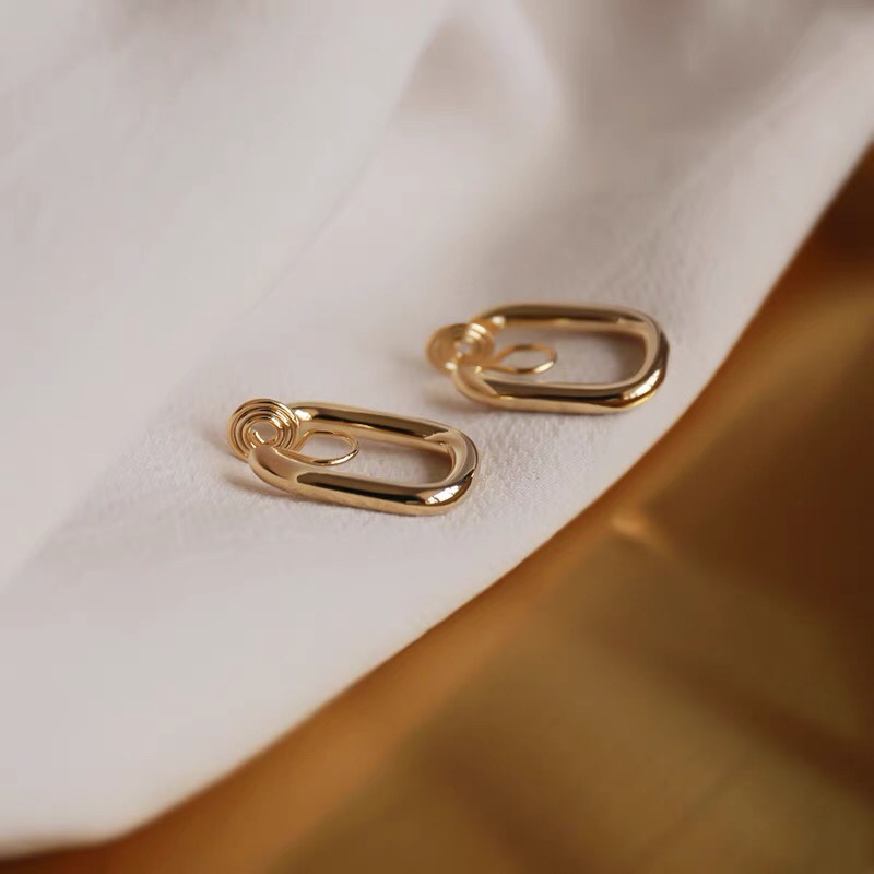 Ear clips, no ear piercings, ear loops, earrings, high-end look, cold and simple style, Jieya steel jewelry