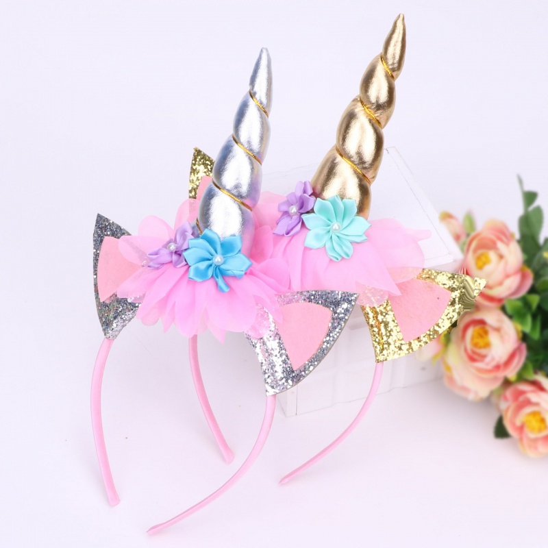 Unicorn Flower Headband Hair Card Children's gift Headband Hair Cave Cute girl baby Hair accessories Student Headband 3