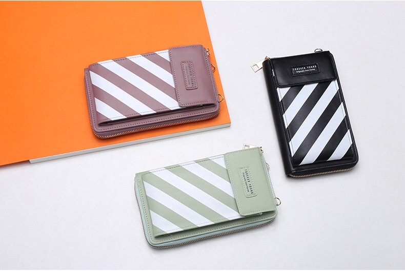 2021新款条纹女手机包竖款单肩包零钱包韩版纯色女式手机包斜挎包 详情图1