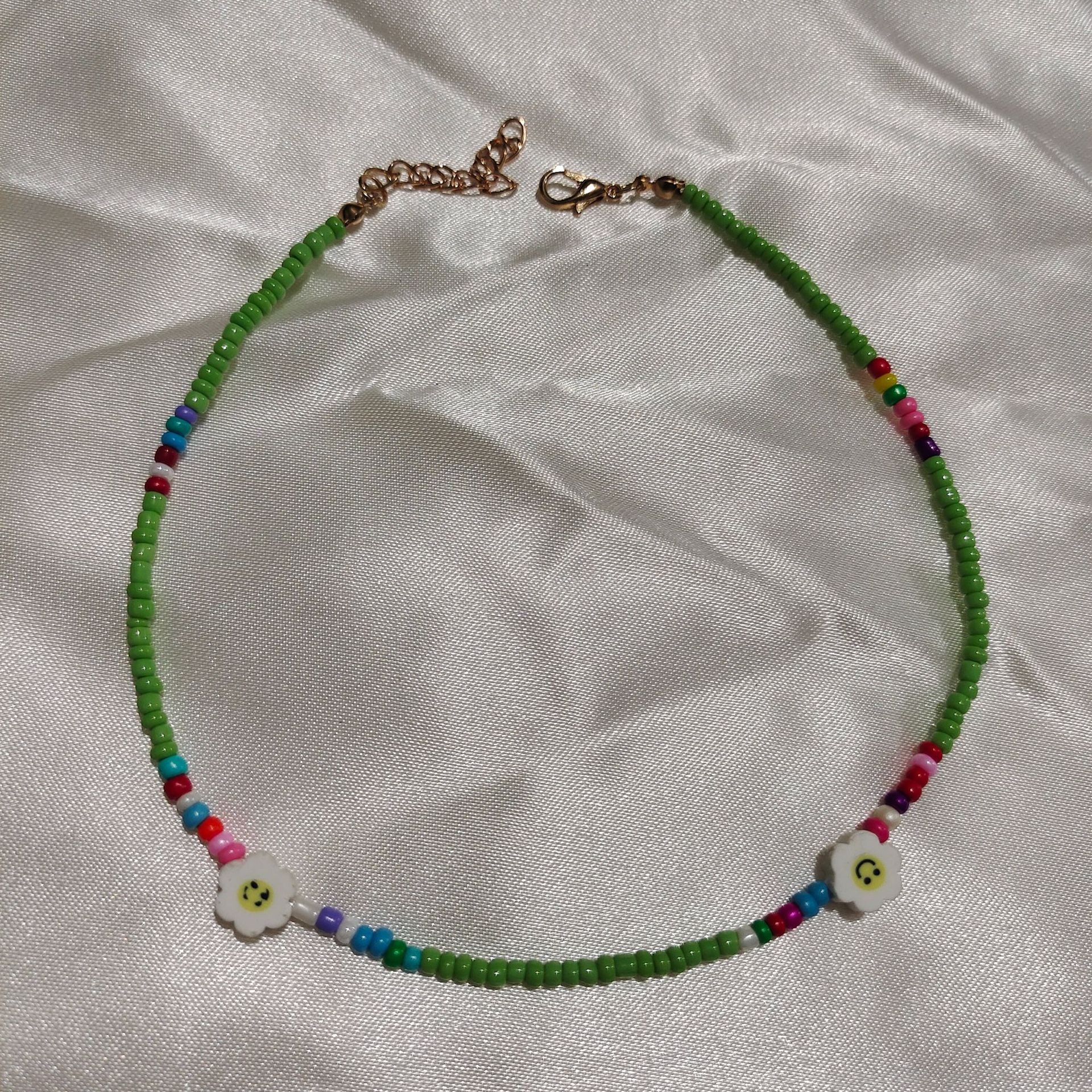 FLY1656 European and American ins style jewelry colorful rice beads handmade beaded collars mori simple small flower necklace necklaces necklaces for women