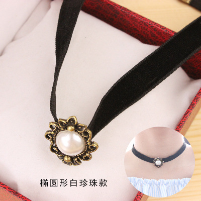 FLY1738 Harajuku retro velvet belt necklace Punk Girl Lace Flower Collar Necklace for Women Short collarbone necklace details Picture