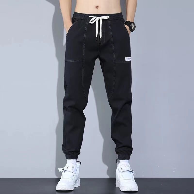 2021 Men's elastic loose denim Pants, Men's summer thin tight-fitting Harun student Versatile Trendy Casual Pants 4