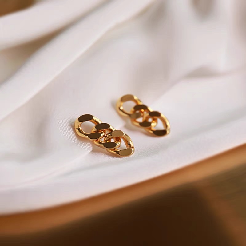 Ear clips without ear holes, women's metal earrings, chain earrings, clip style, simple and elegant, Jieya steel jewelry Specification image