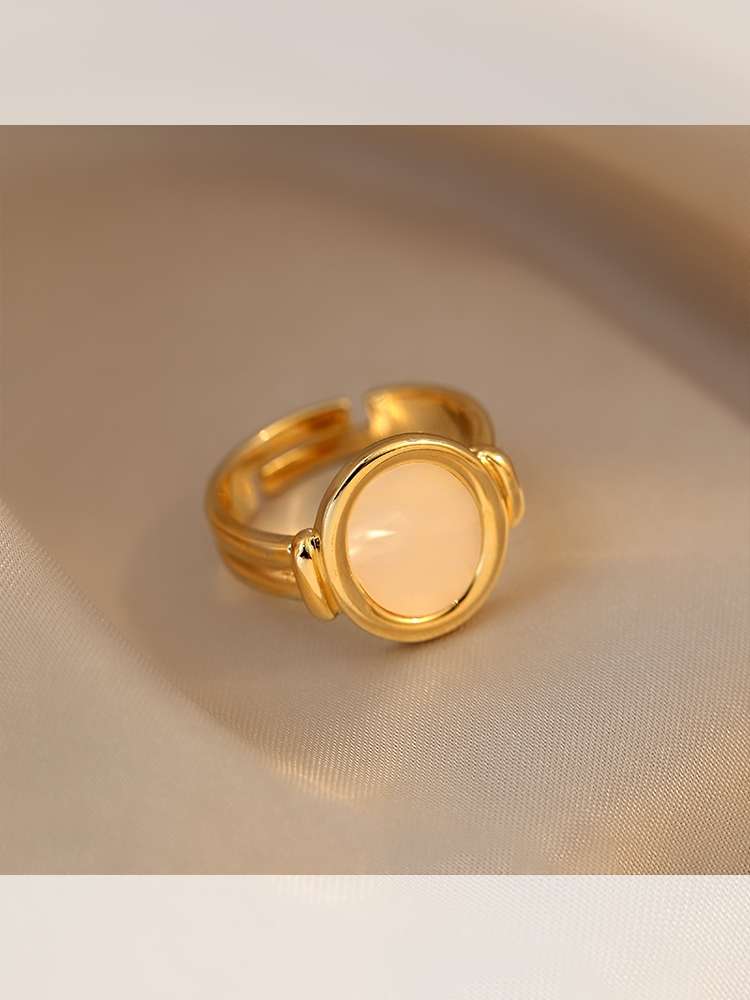 Jade Bead -017 Geometric Shell Ring for Women, Instagram, cold style, simple design sense, index finger ring, niche design sense, open ring details Picture