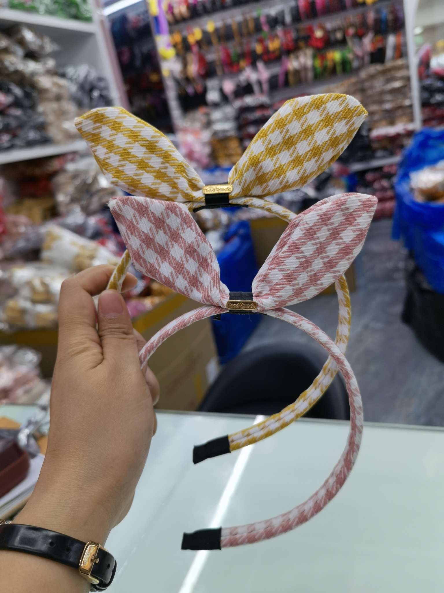 Plaid Rabbit Headband - Headband Bow Headband Headband details Picture
