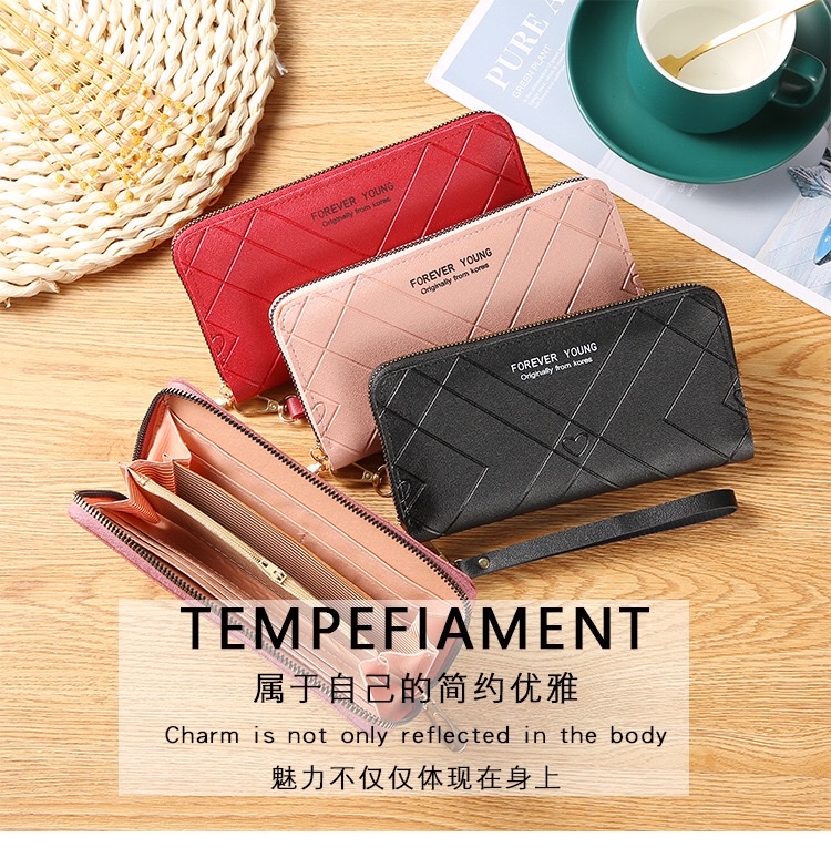 2021新款女士钱包女长款时尚压花单拉链大容量零钱包手拿手机包 详情图12