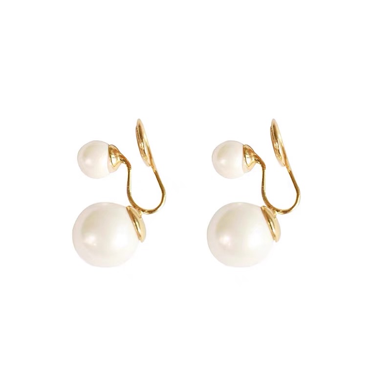 White pearl French retro high-end earring clip, a simple and elegant style for women without ear piercings, Jieya steel jewelry Item Picture