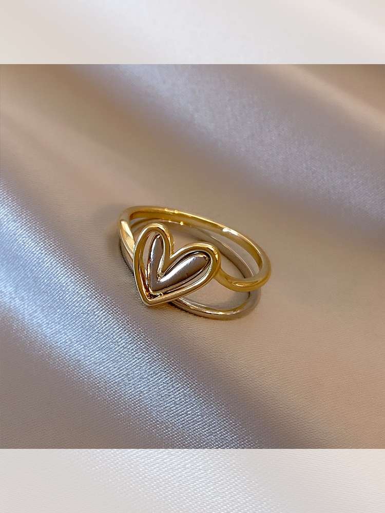 Yuzhu 024 New niche design heart-shaped ring for women, solid hollowed-out and stackable index finger ring, creative jewelry Specification image