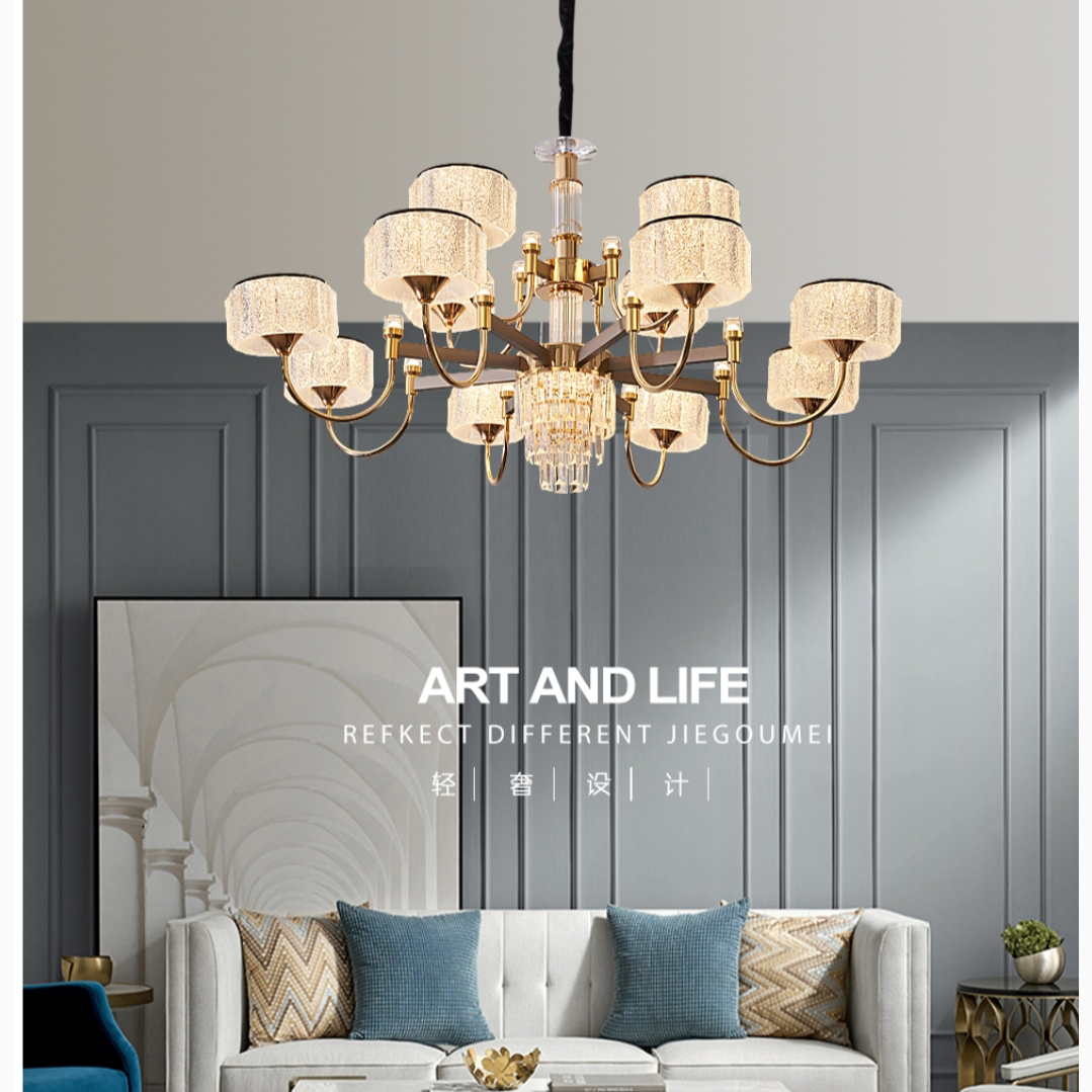 Aluminum light luxury electroplated chandeliers for the living room, dining room and bedroom
