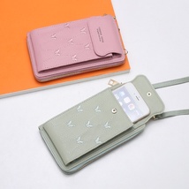 夏季蝴蝶女士手机包竖款单肩包零钱包韩版纯色女式手机包斜挎包 