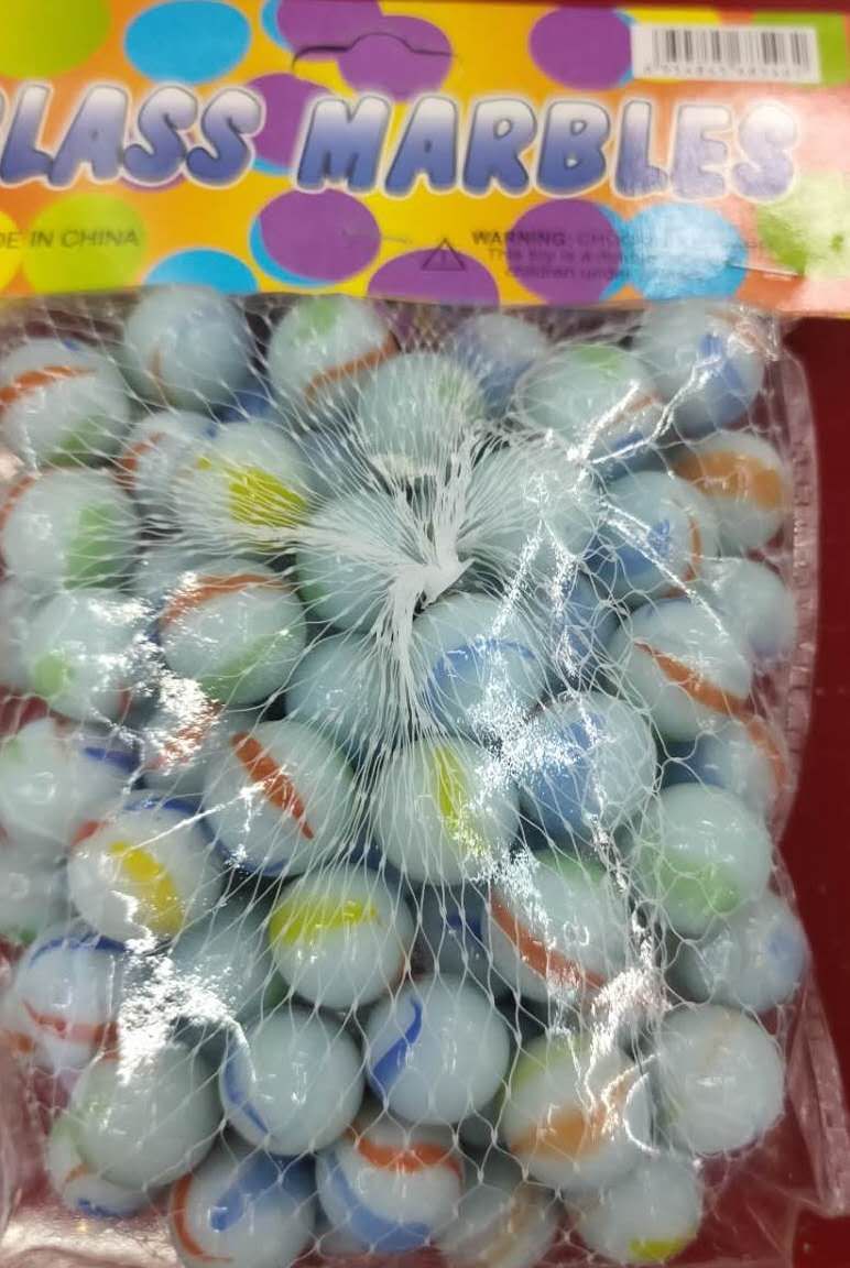 100 pieces of 16mm cream three-flower porcelain balls, 1.6cm marble glass balls, fish tank decoration, children's toys, round balls, street stalls, nostalgic toys Specification image
