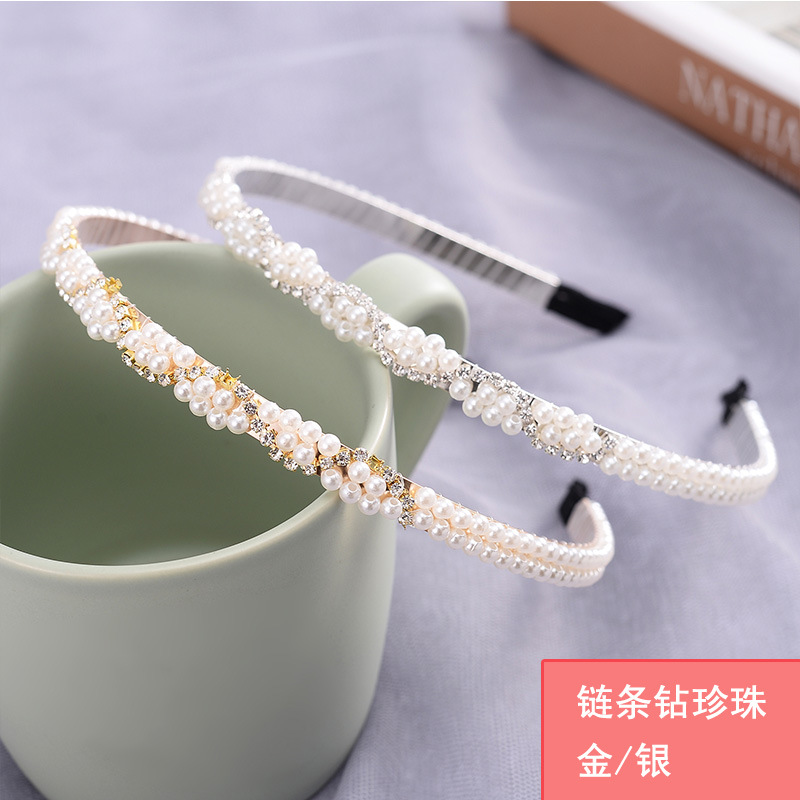 FLY1875 Korean version of the popular handcrafted hair accessory, simple and versatile, facial wash headband, bow pearl headband, wedding bridesmaid headwear Application Scenario