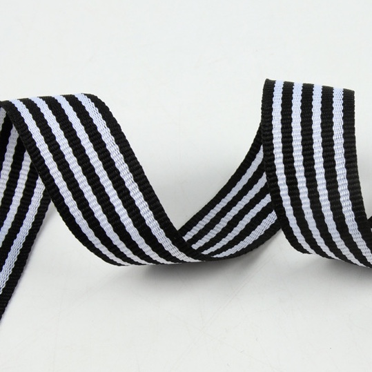 各种规格：织带可定做 平纹黑白间色条纹织带 鞋服箱包时尚彩带挂带 ：3#