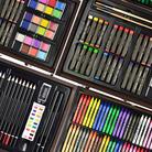 儿童绘画礼盒68套件原木色木盒美术套装水彩笔彩铅画画笔可定制001