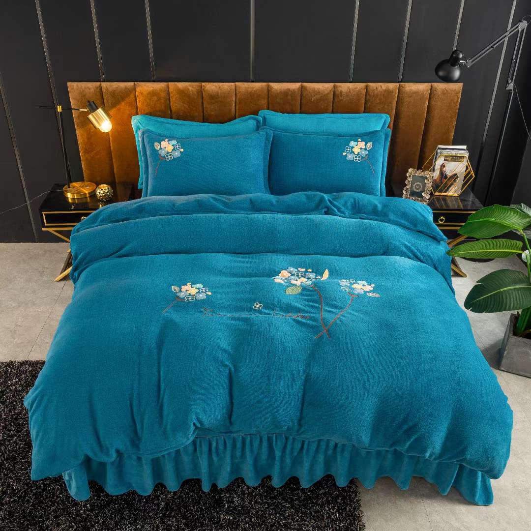 Embroidered bed skirt pic 3