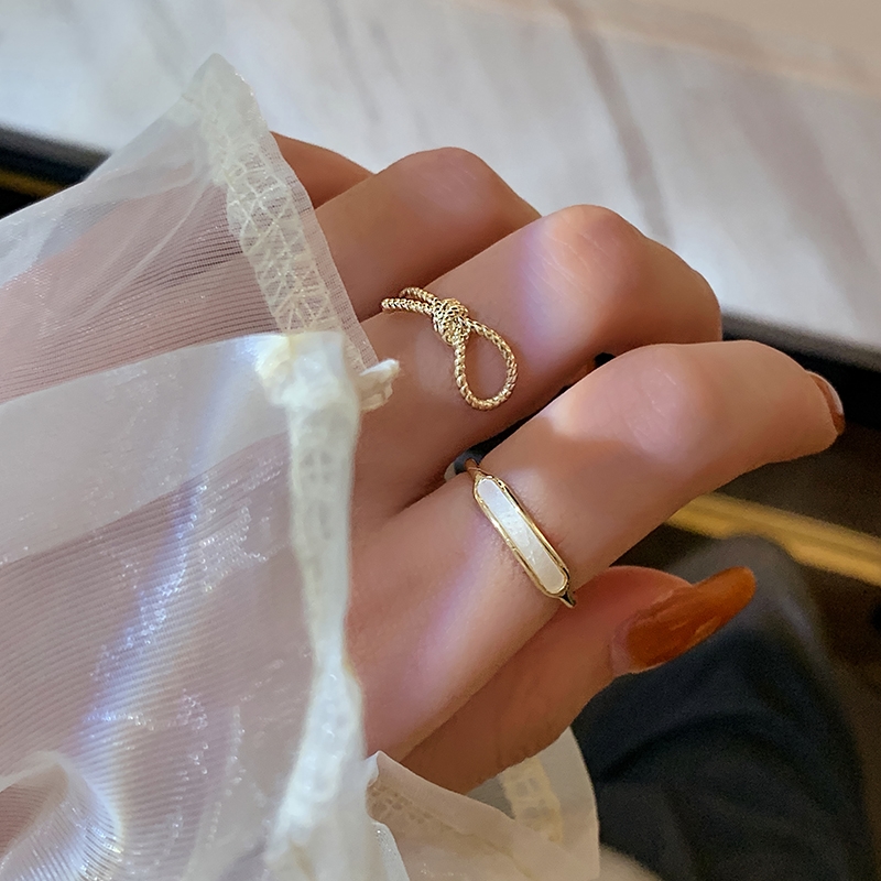 Yuzhu -023 Simple and plain ring with a hemp rope knot, a niche and fashionable cold style open ring for women, an Instagram trendy and popular design index finger