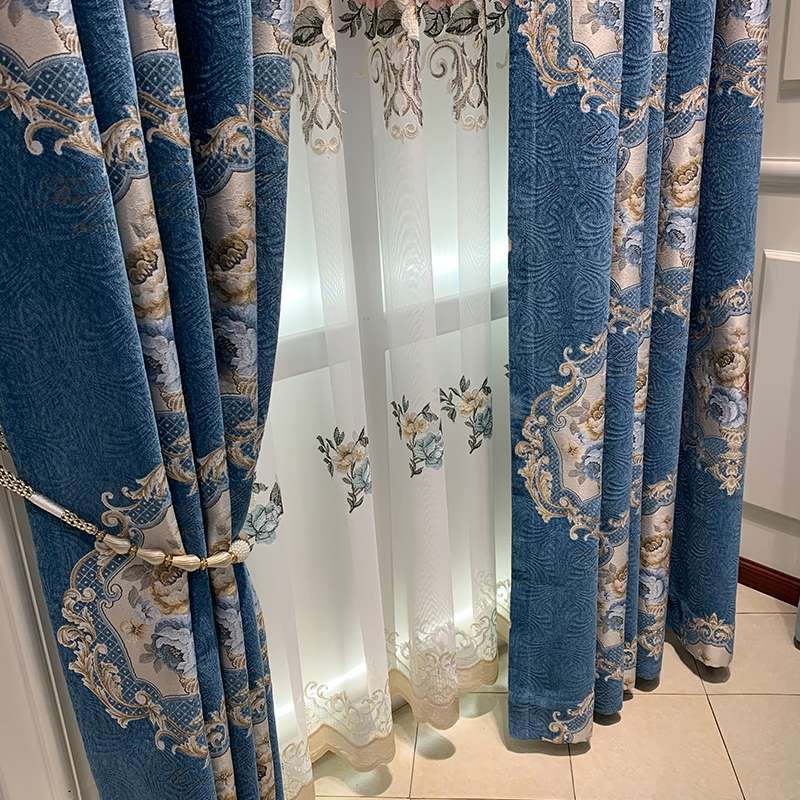 新款奢华雪尼尔欧式窗帘成品布别墅客厅高档大气美式卧室遮光定制产品图