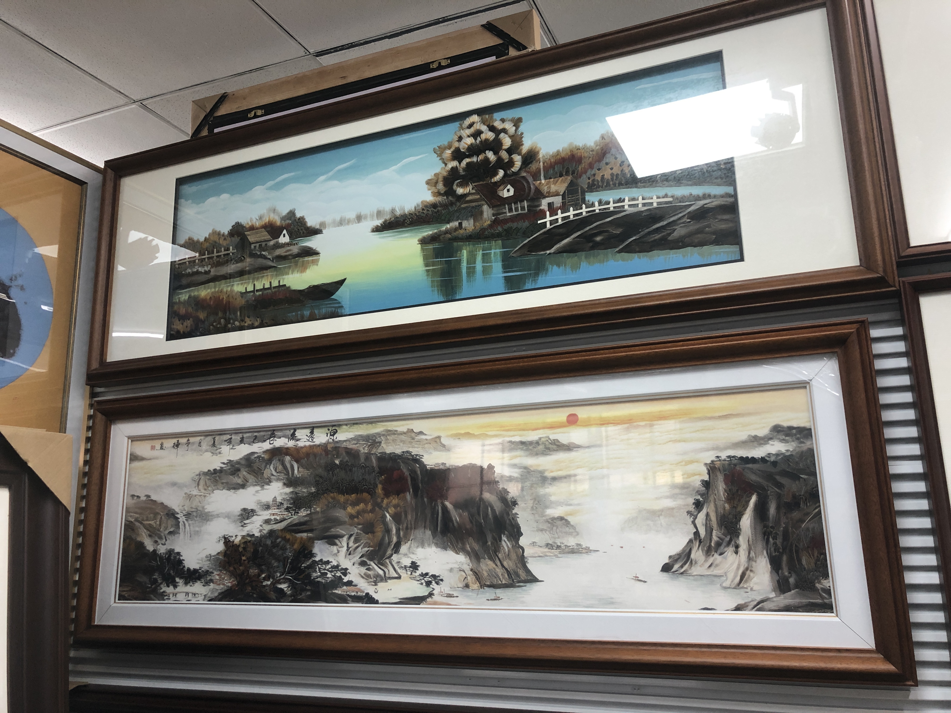 义乌大森装饰180X80cm纯手工羽毛画装饰画源远流长a23白底实物图