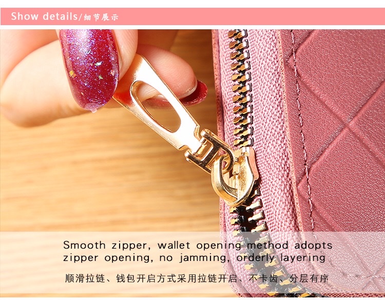 2021新款女士钱包女长款时尚压花单拉链大容量零钱包手拿手机包 详情图7