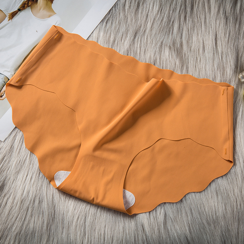 Ice Silk Traceless Ultra-Thin Wave Girls Underwear Solid Color Breathable Large Size Low Waist One Piece Of Women's Triangle Underwear Specification drawing