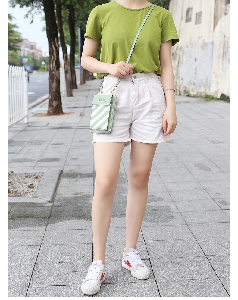 2021新款条纹女手机包竖款单肩包零钱包韩版纯色女式手机包斜挎包 详情图8