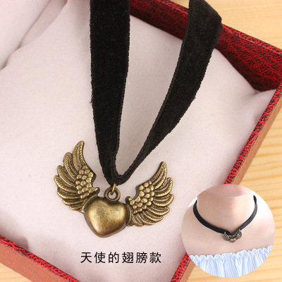 FLY1726 Harajuku retro velvet necklace Punk Girl Lace Flower Necklace Necklace for Women Short collarbone necklace pic 2