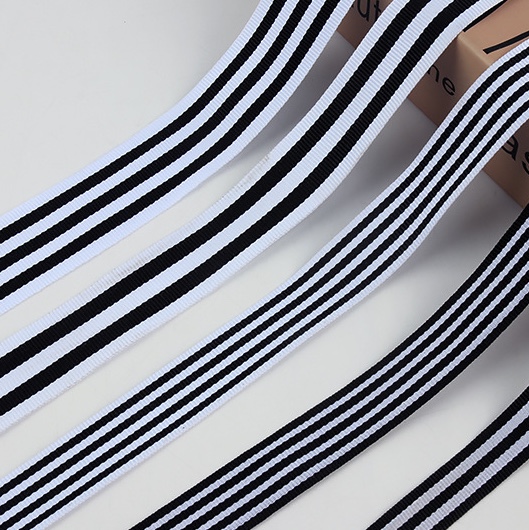 各种规格：织带可定做 平纹黑白间色条纹织带 鞋服箱包时尚彩带挂带 ：1#