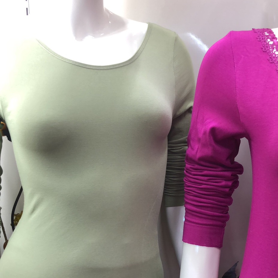 Linan Lace Lace Neckline Long Johns Slim Body Shaping Thermal Underwear Set 2