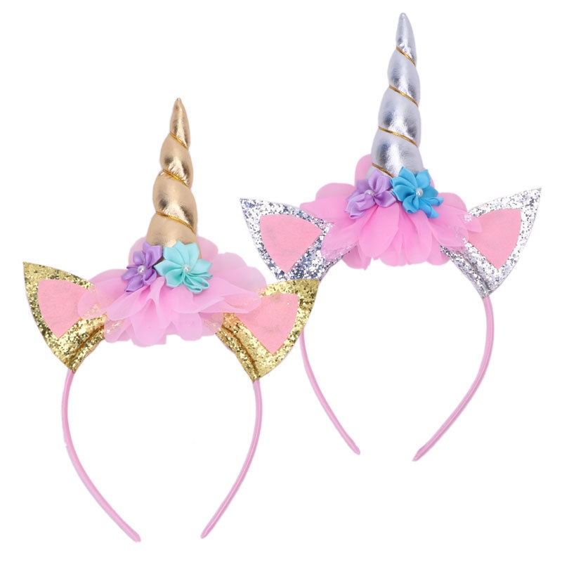 Unicorn Flower Headband Hair Card Children's gift Headband Hair Cave Cute girl baby Hair accessories Student Headband 2