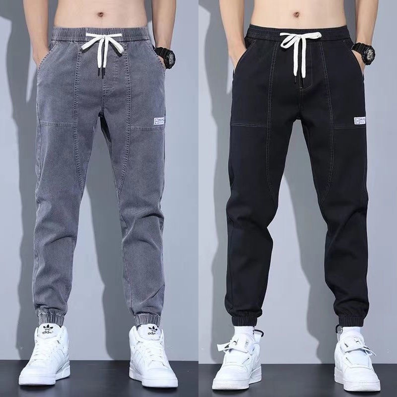 2021 Men's elastic loose denim Pants, Men's summer thin skinny Skinny Harun Student Versatile Trendy Casual Pants 10