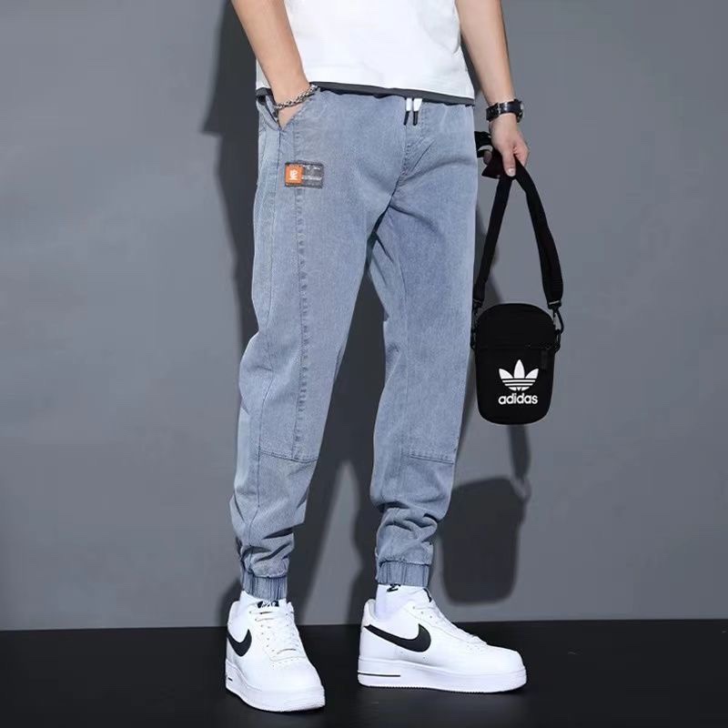 2021 Men's elastic loose denim Pants, Men's summer thin skinny skinny Harun Student Versatile Trendy Casual Pants 2