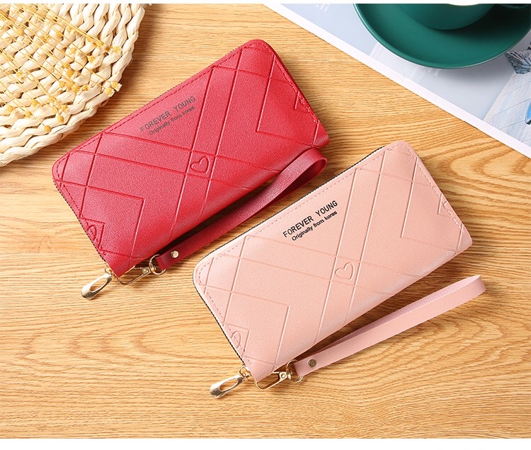 2021新款女士钱包女长款时尚压花单拉链大容量零钱包手拿手机包 详情图3