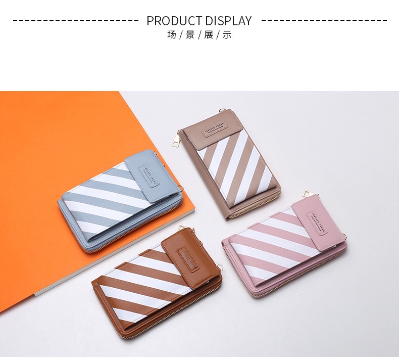 2021新款条纹女手机包竖款单肩包零钱包韩版纯色女式手机包斜挎包 详情图3