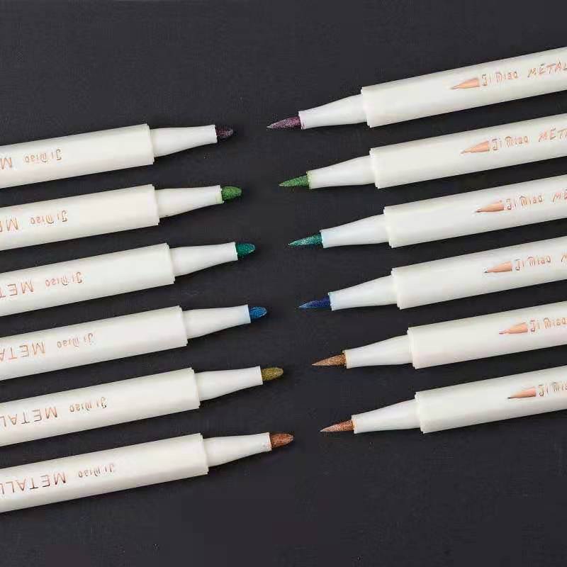极描金属珠光笔彩色软笔毛笔10色油漆笔手帐记号笔装饰涂鸦相册笔详情图9