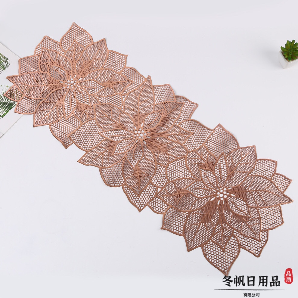 European and American pvc Western placemats, hollowed-out light luxury table flags, household thickened hotel anti-slip bowl MATS, heat insulation MATS, table MATS