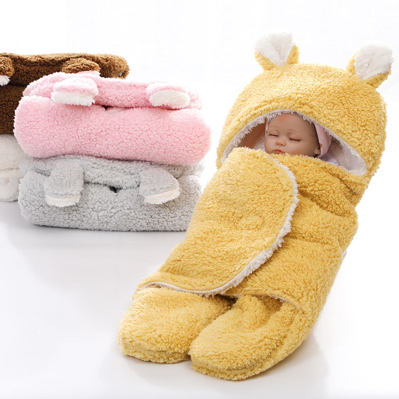 婴幼儿童抱毯襁褓保暖睡袋舒棉绒双层加厚宝宝外出抱被毯子小熊详情图1
