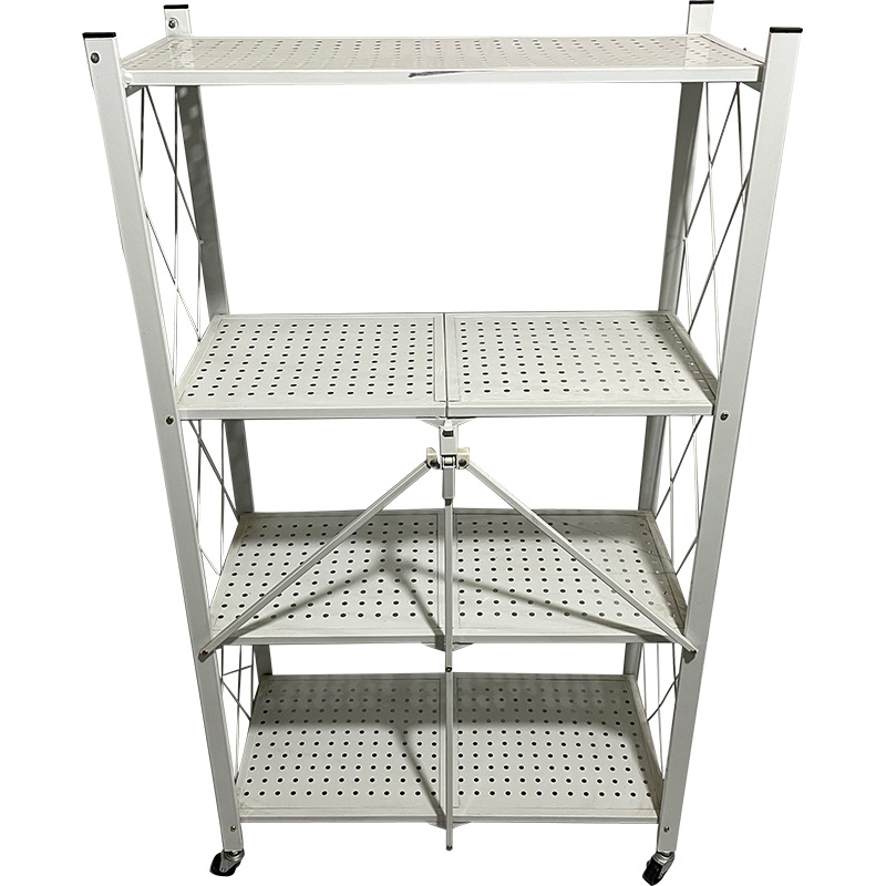 No Installation Multi-Purpose Folding Floor Storage Rack Sundries Rack Kitchen Microwave Storage Rack Foldable Storage Rack