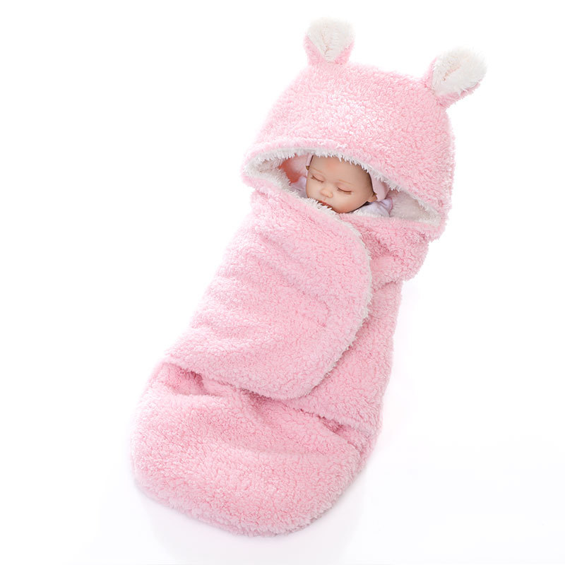 婴幼儿童抱毯襁褓保暖睡袋舒棉绒双层加厚宝宝外出抱被毯子小熊详情图1