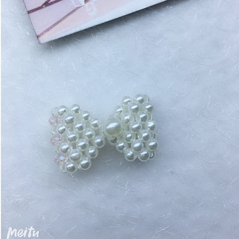 Woven pearl bow, double-layer fan, moon, DIY hair clip accessories, earrings, hat ornaments, shoes, clothing accessories and accessories details Picture