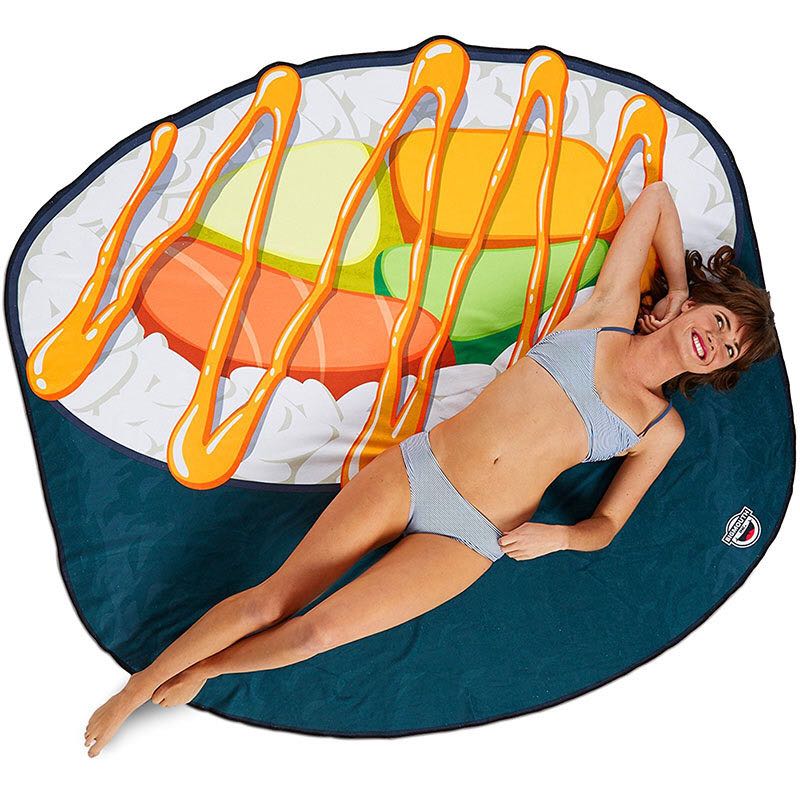 Beach towel, polyester round towel, irregular creative shape, bath towel for export to Europe and America, customizable 150*150cm, pizza, shark, avocado detail image 11