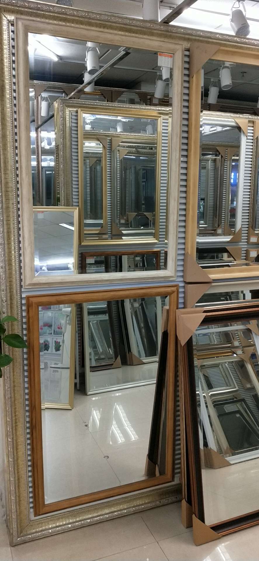 定制PS塑料框复古壁式装饰镜子白底实物图