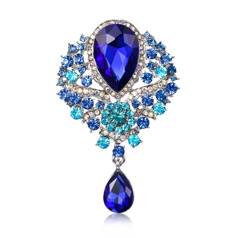 Europe and the United States high-grade color water drop brooch ladies clothing accessories alloy