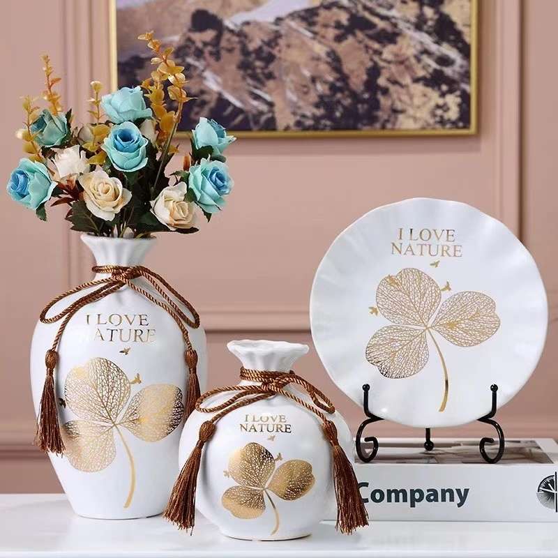创意欧式陶瓷花瓶三件套客厅摆件装饰摆件详情图3