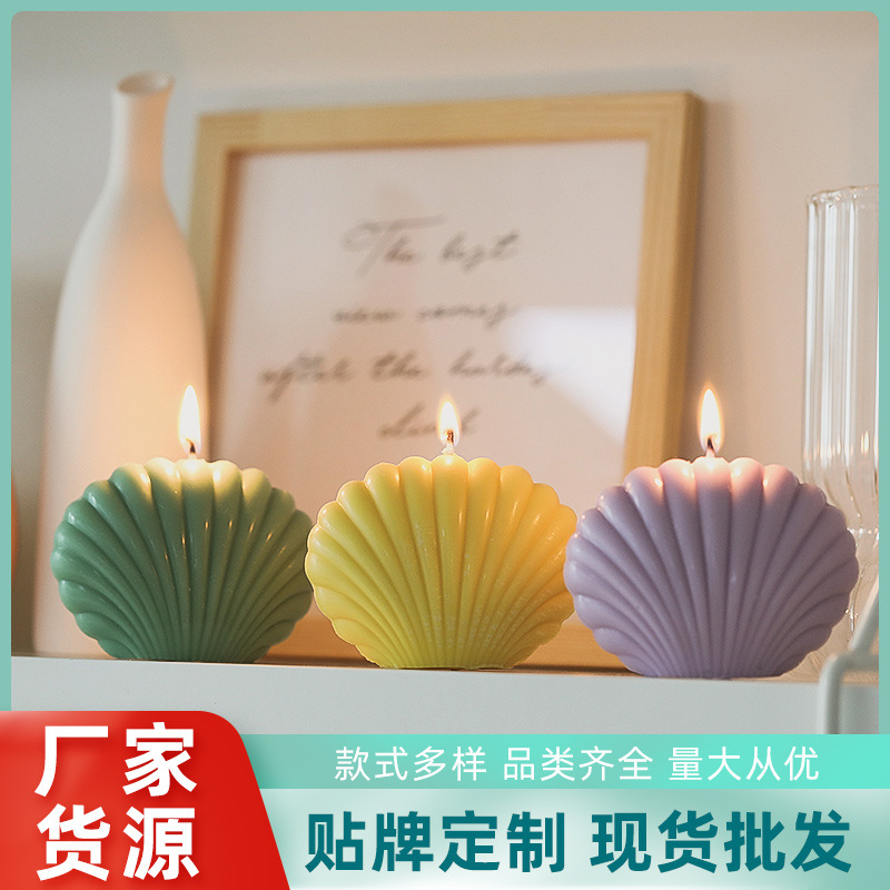 贝壳香薰蜡烛拍摄道具家居摆件手工制作客厅摆饰小礼物贝壳蜡烛细节图