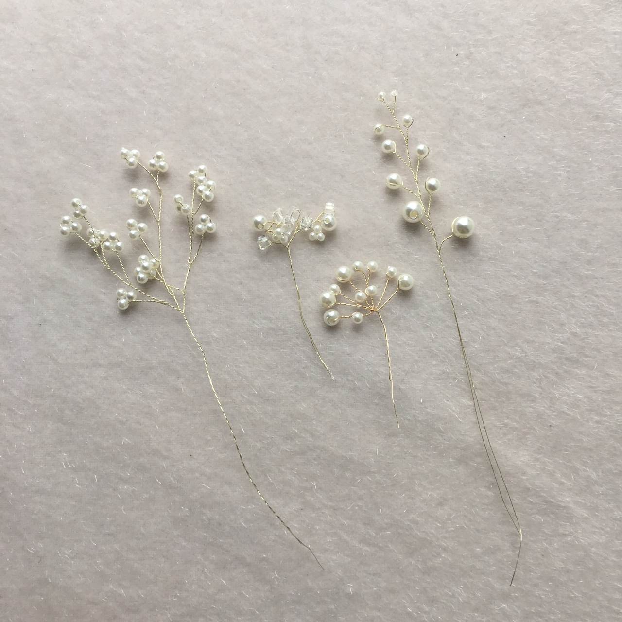 新款手工钉布贴 拧铁丝珍珠款花朵DIY发夹配件 鞋服装配辅料 