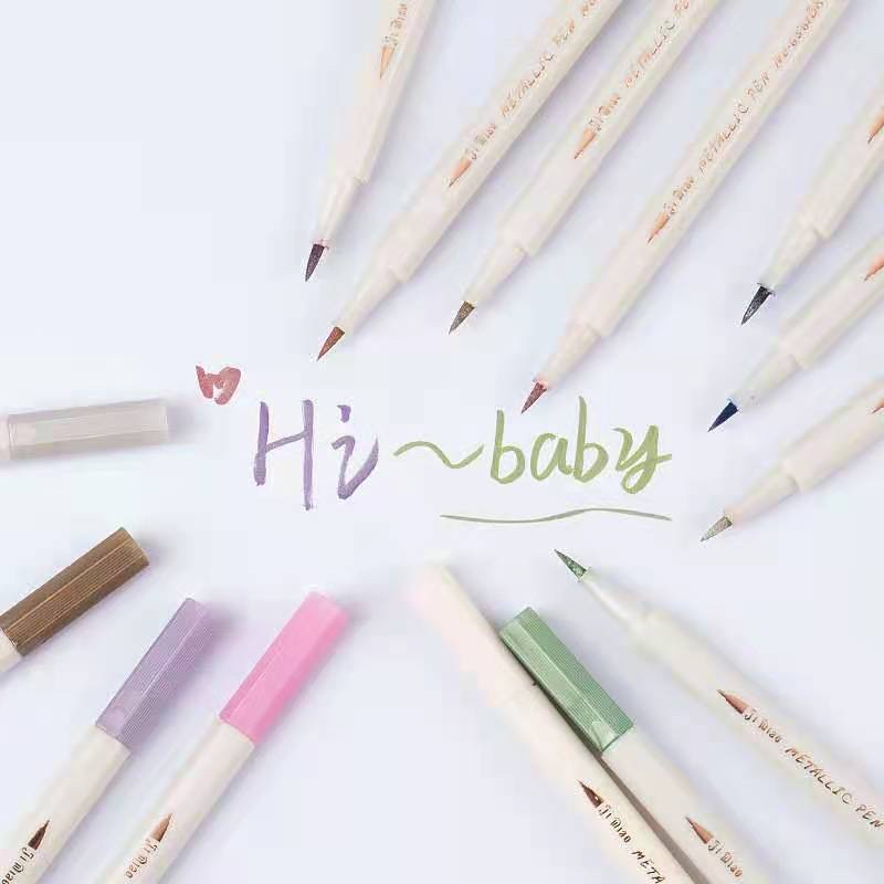 极描金属珠光笔彩色软笔毛笔10色油漆笔手帐记号笔装饰涂鸦相册笔详情图5